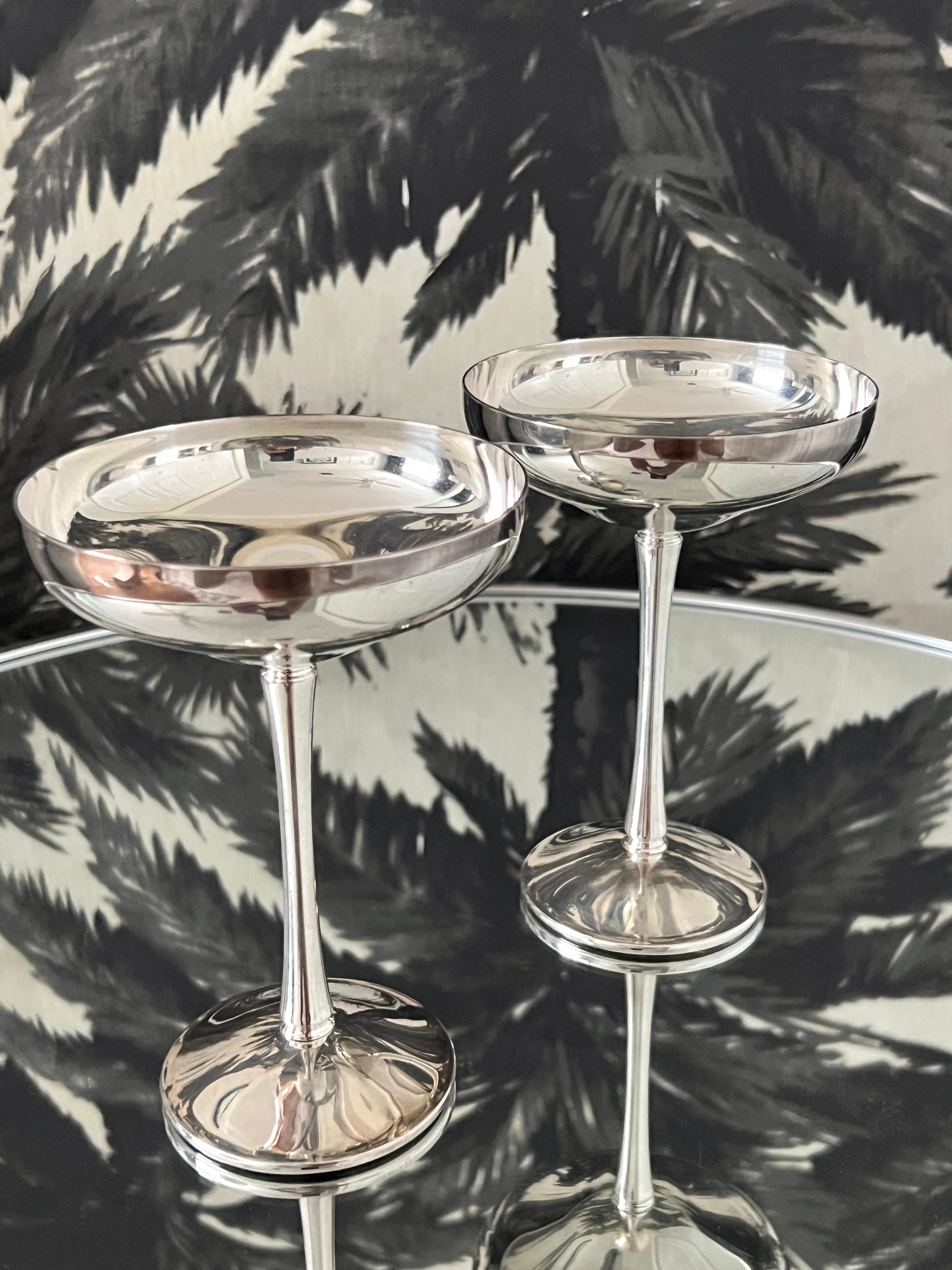 Pair of Silver Plated Champagne Coupes by Kirk-Stieff, Spain, 1980 3