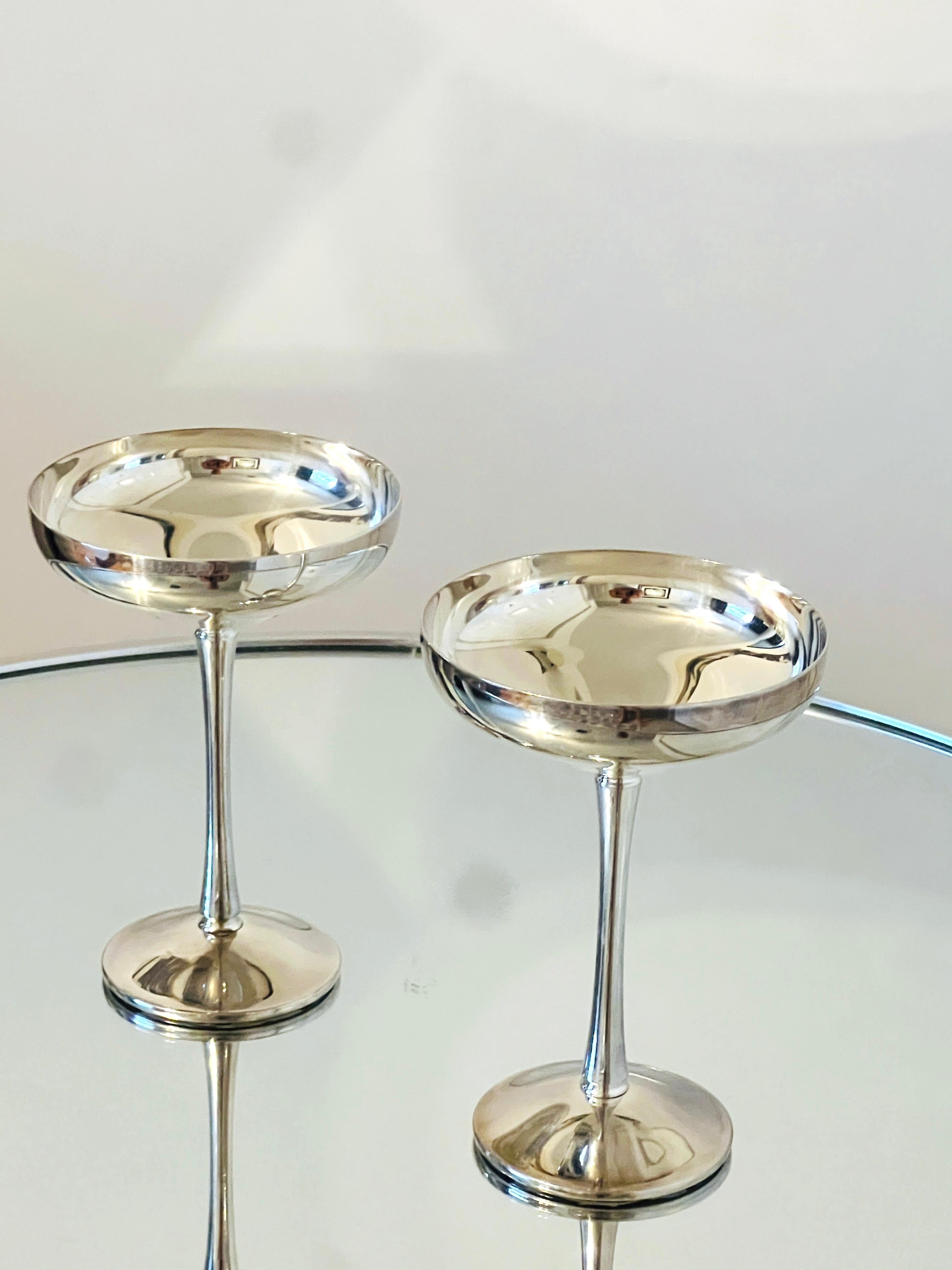 Spanish Pair of Silver Plated Champagne Coupes by Kirk-Stieff, Spain, 1980
