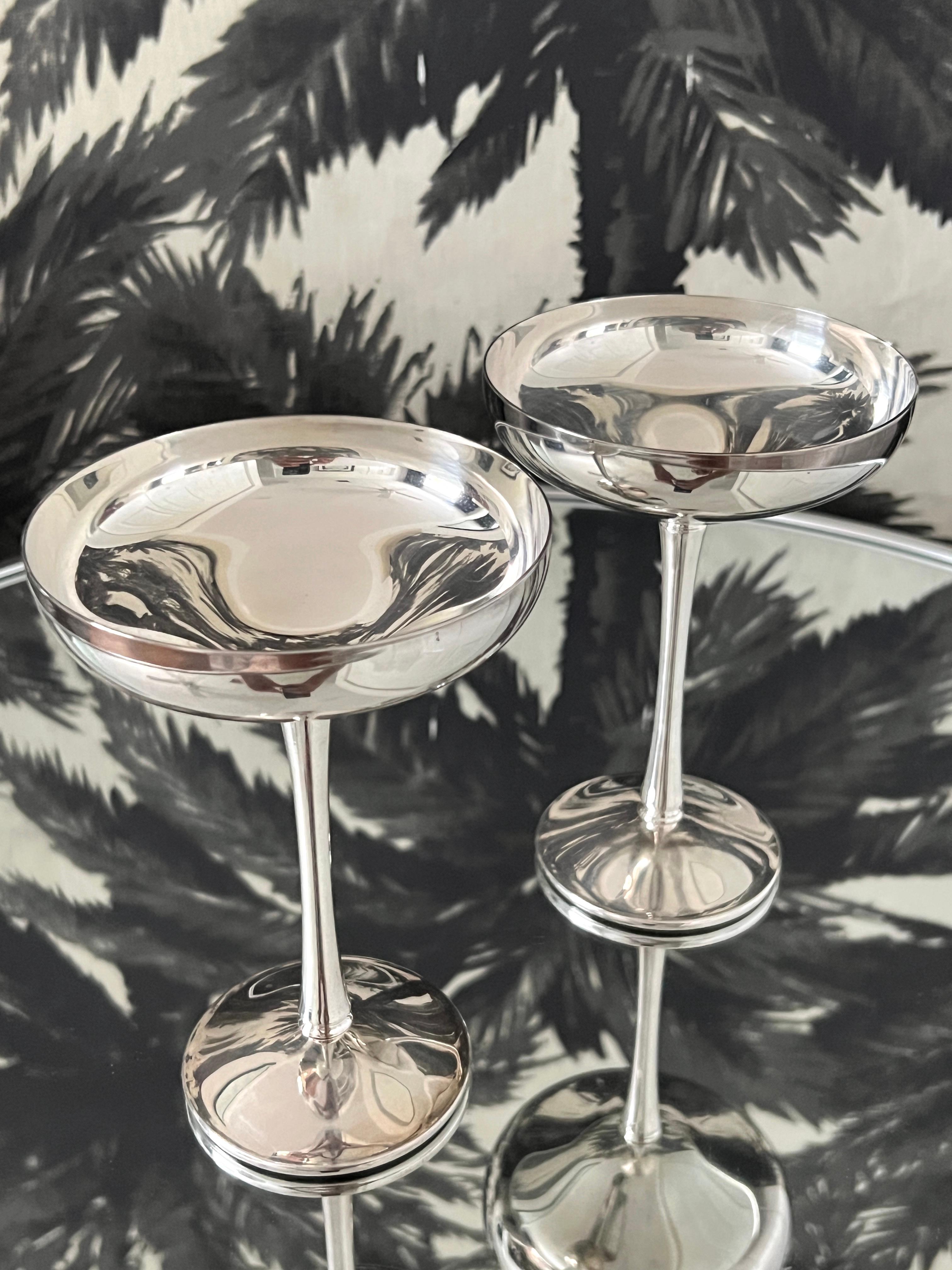 Pair of Silver Plated Champagne Coupes by Kirk-Stieff, Spain, 1980 1