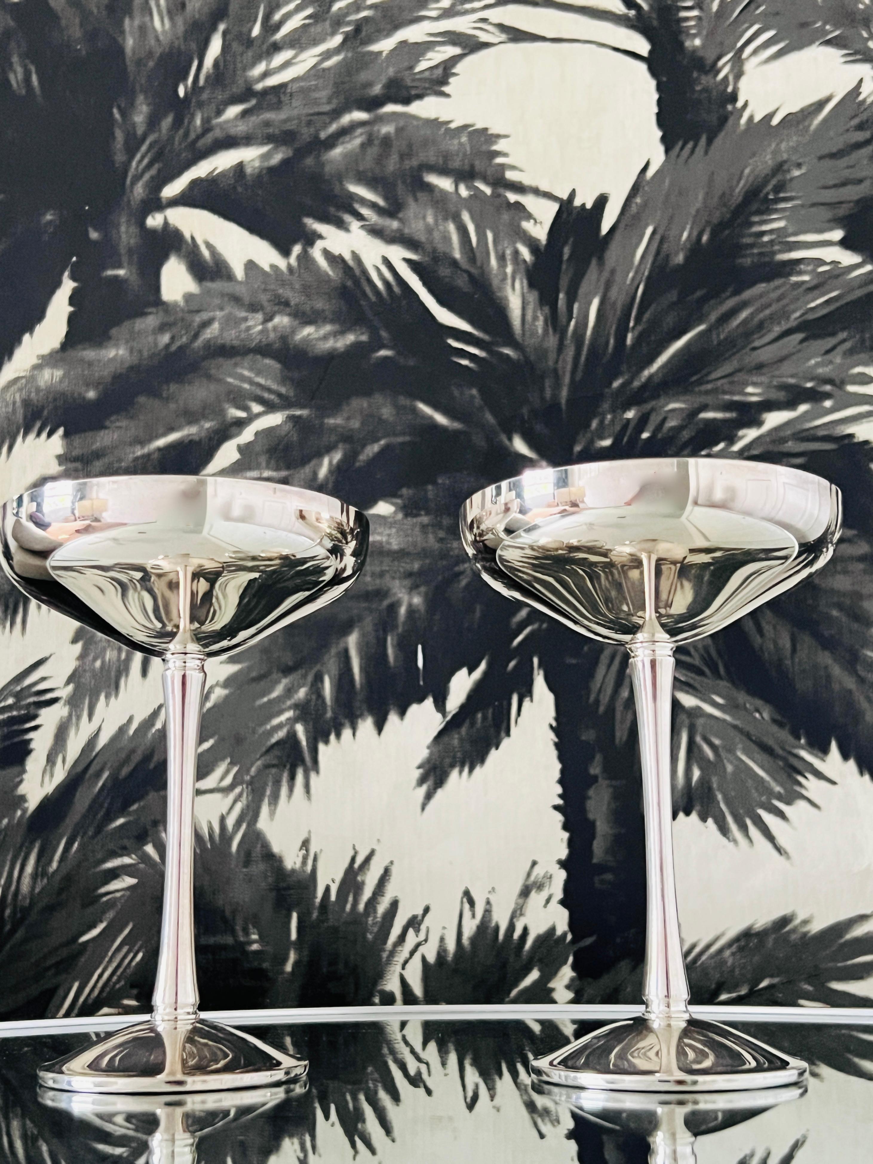 Pair of Silver Plated Champagne Coupes by Kirk-Stieff, Spain, 1980 2