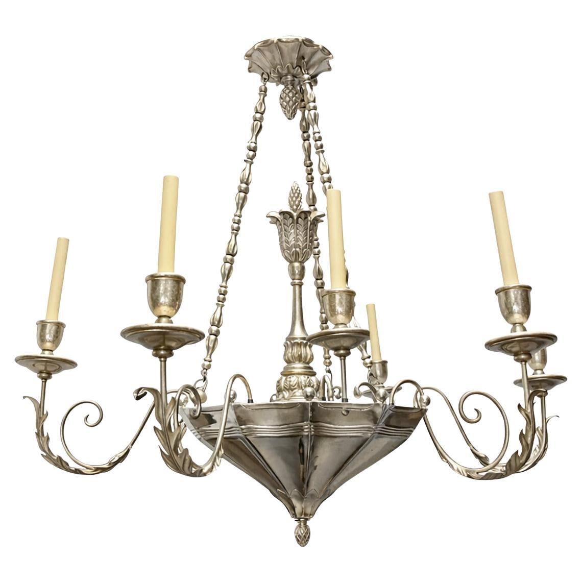 Pair of Silver Plated Chandeliers. Sold Individually For Sale