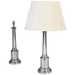 Pair of Silver Plated Column Table Lamps