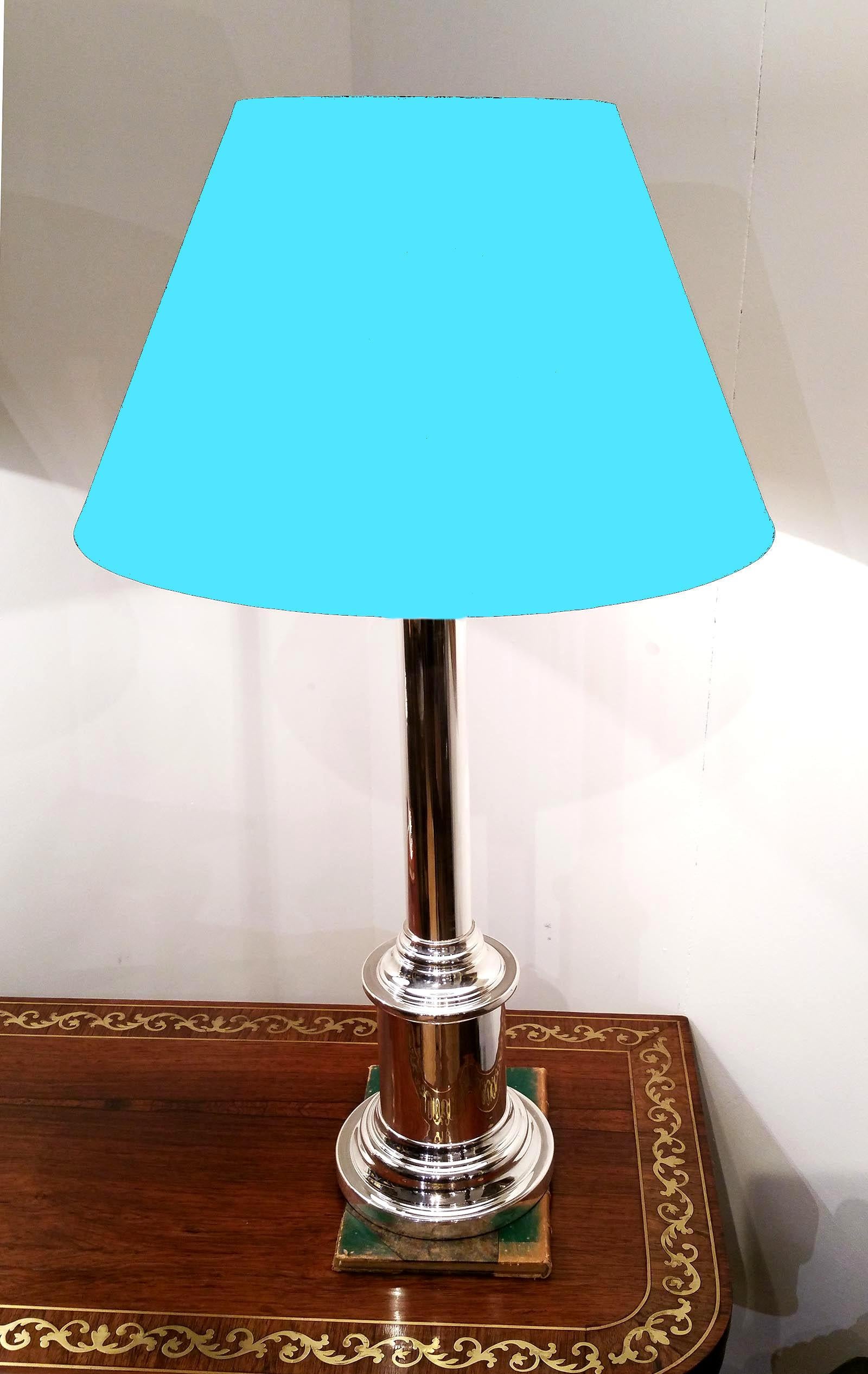 Pair of Silver Plated Contemporary Table Lamps In Excellent Condition For Sale In London, GB