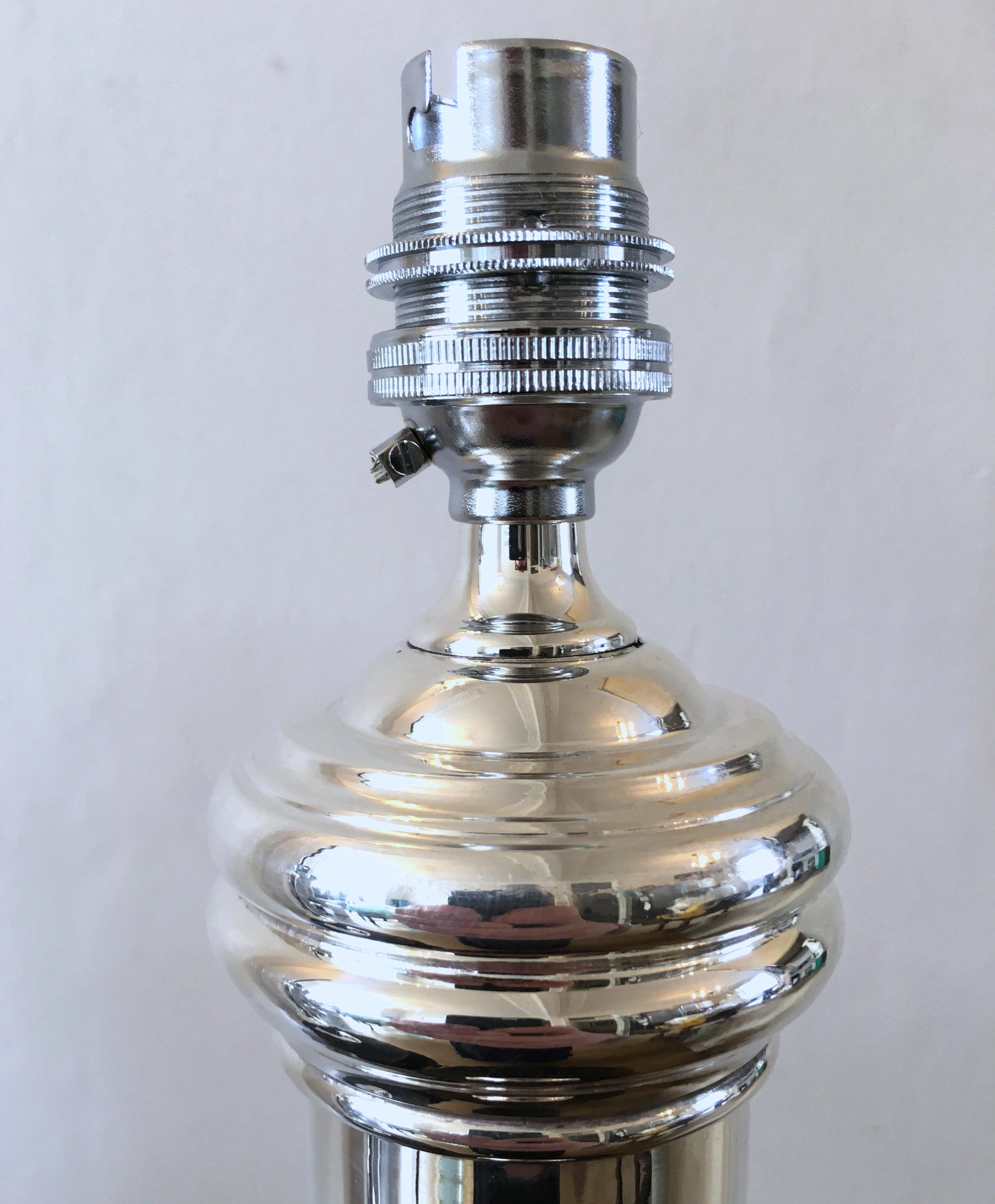 Pair of Silver Plated Contemporary Table Lamps For Sale 2