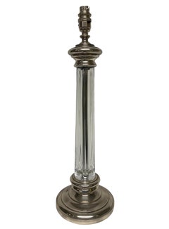 Pair Of Silver Plated & Cut Glass Column Lamps