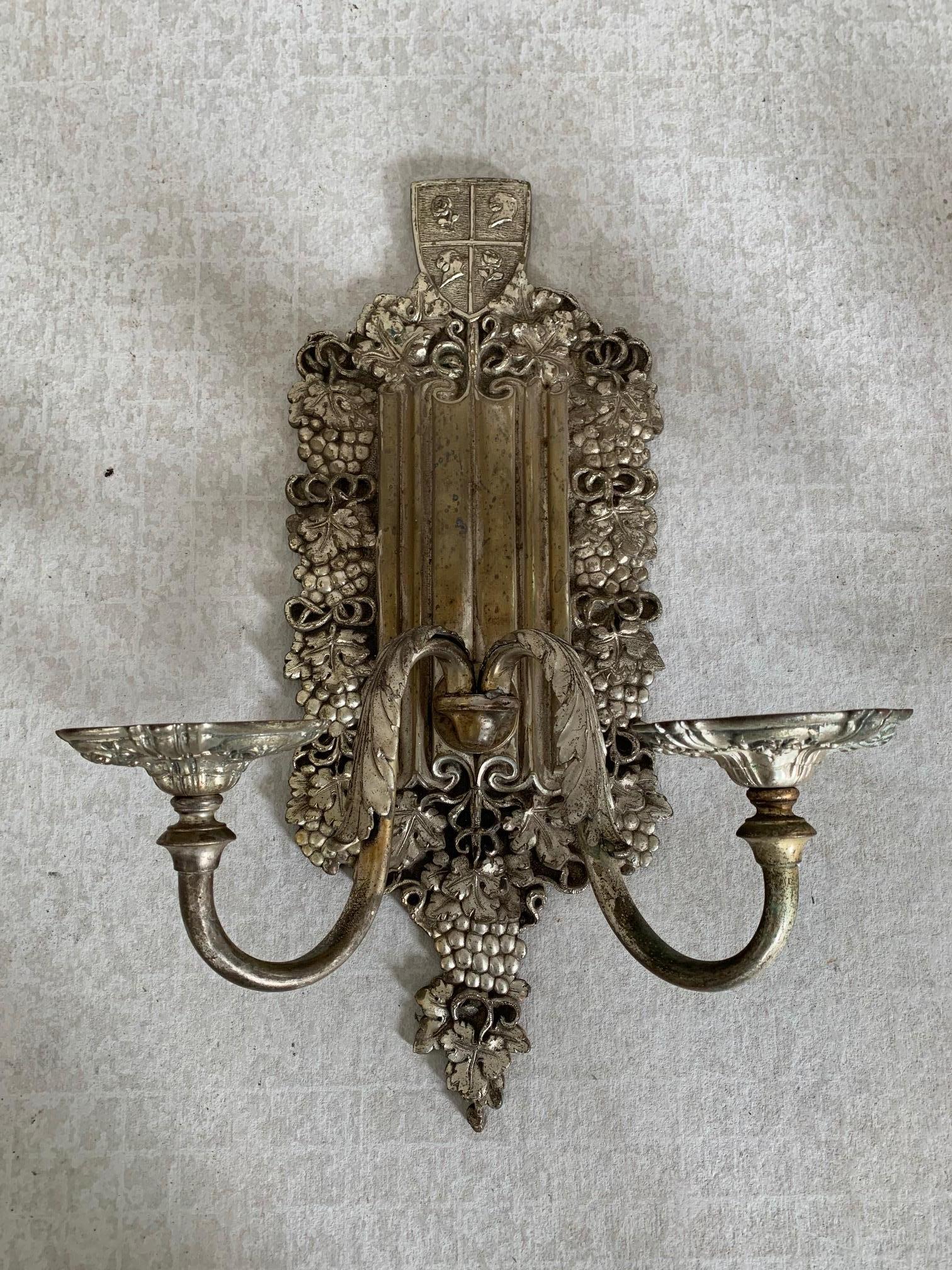 American Pair of Silver Plated E. F. Caldwell Sconces For Sale