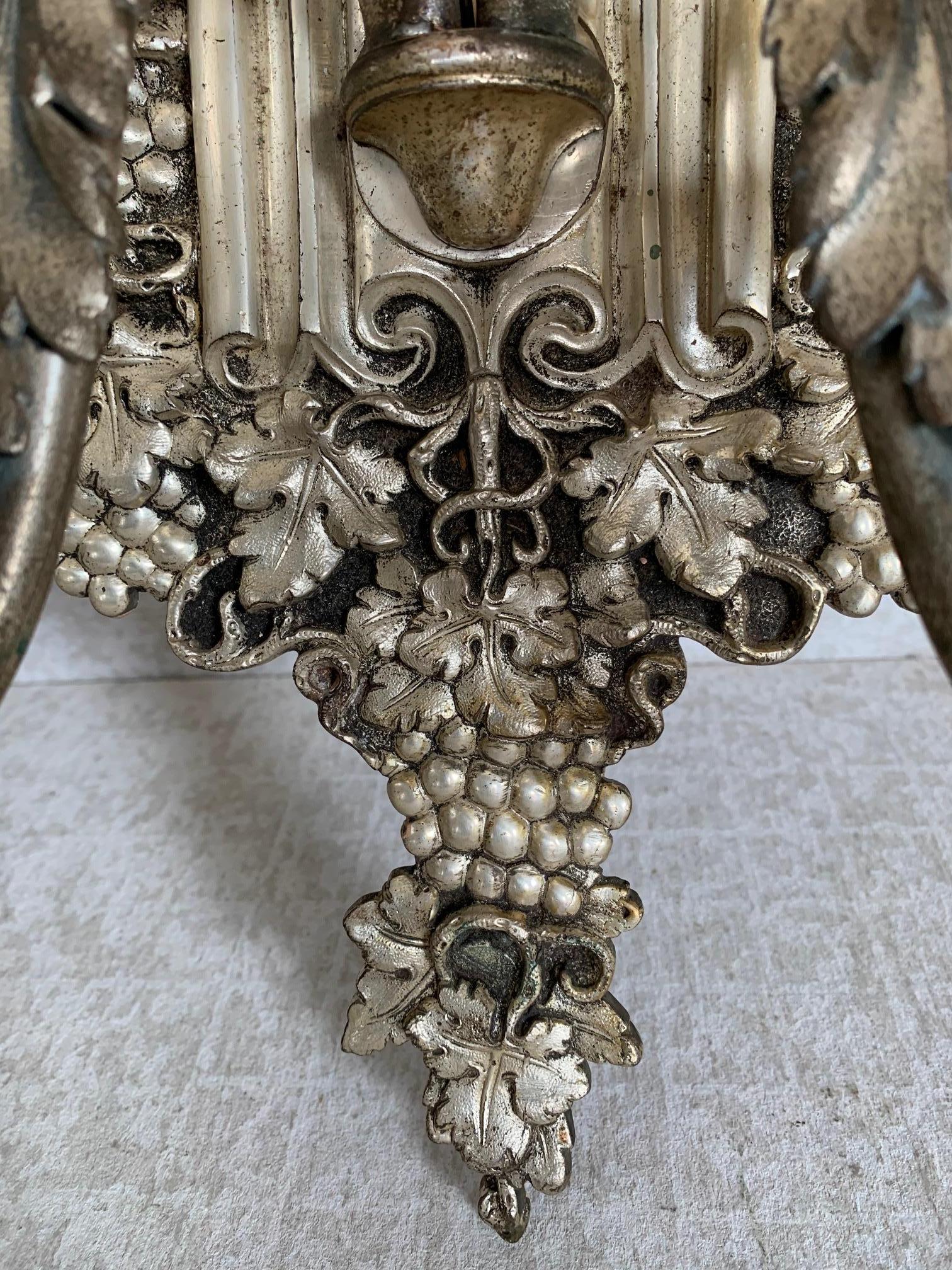 Early 20th Century Pair of Silver Plated E. F. Caldwell Sconces For Sale