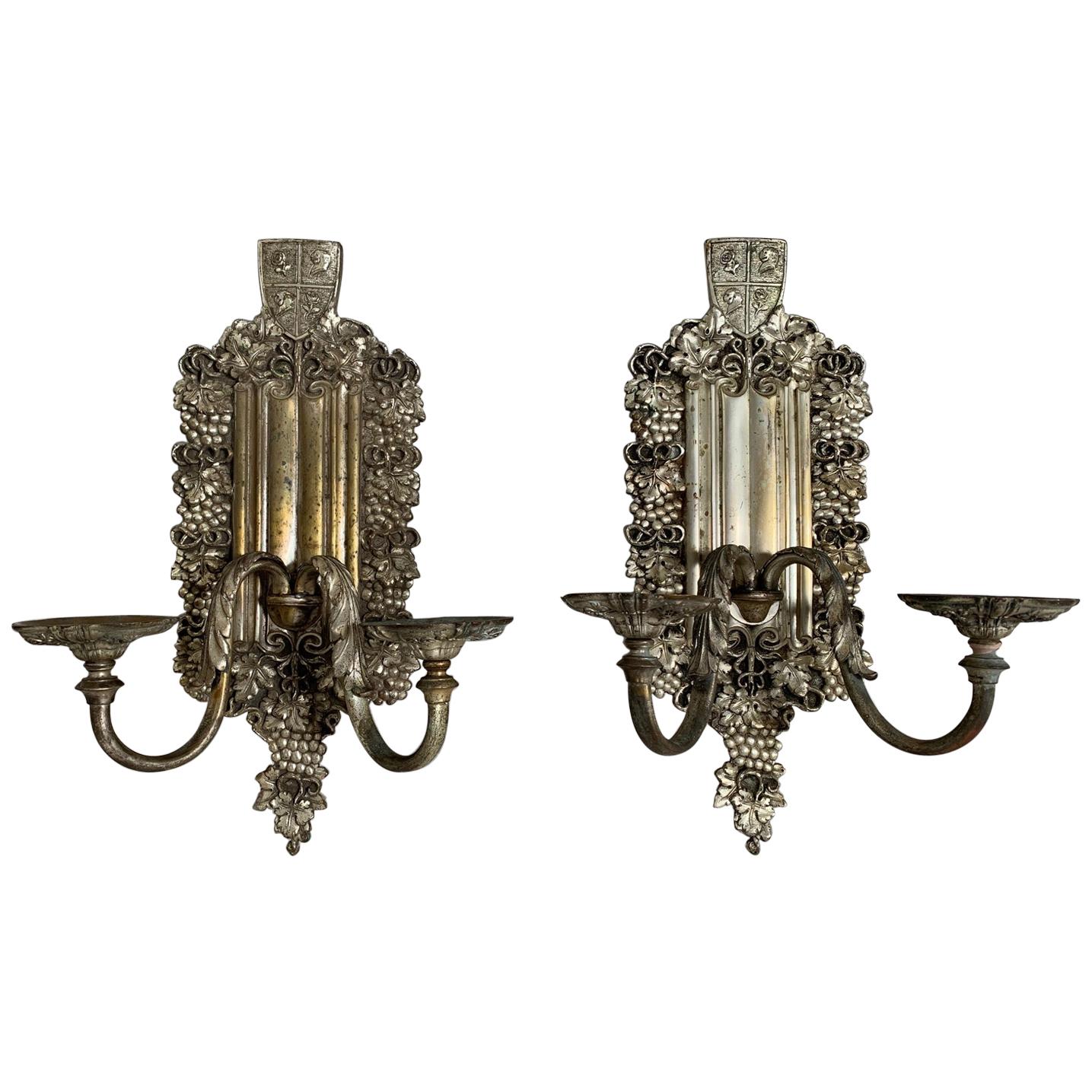 Pair of Silver Plated E. F. Caldwell Sconces For Sale