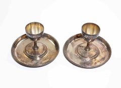 Pair of Silver-Plated Egg Cups with Underplates, 1950s