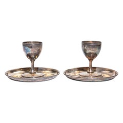 Pair of Silver-Plated Egg Cups with Underplates, 1950s