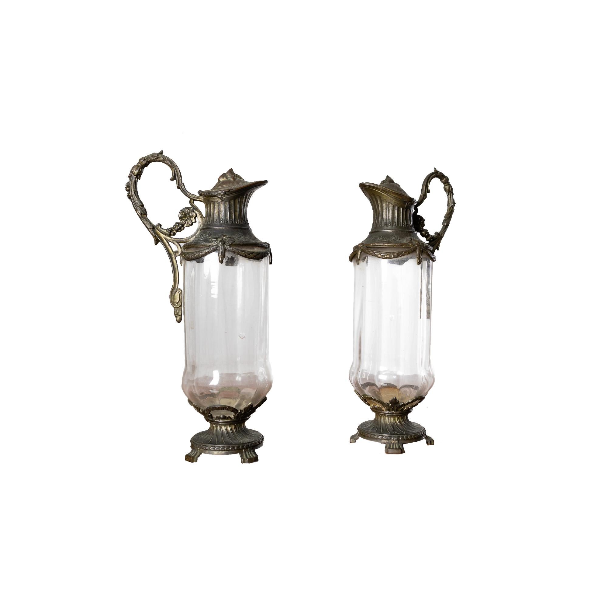 Coppia di brocche da claret Impero placcate in argento, XX secolo In condizioni discrete in vendita a Lisbon, PT