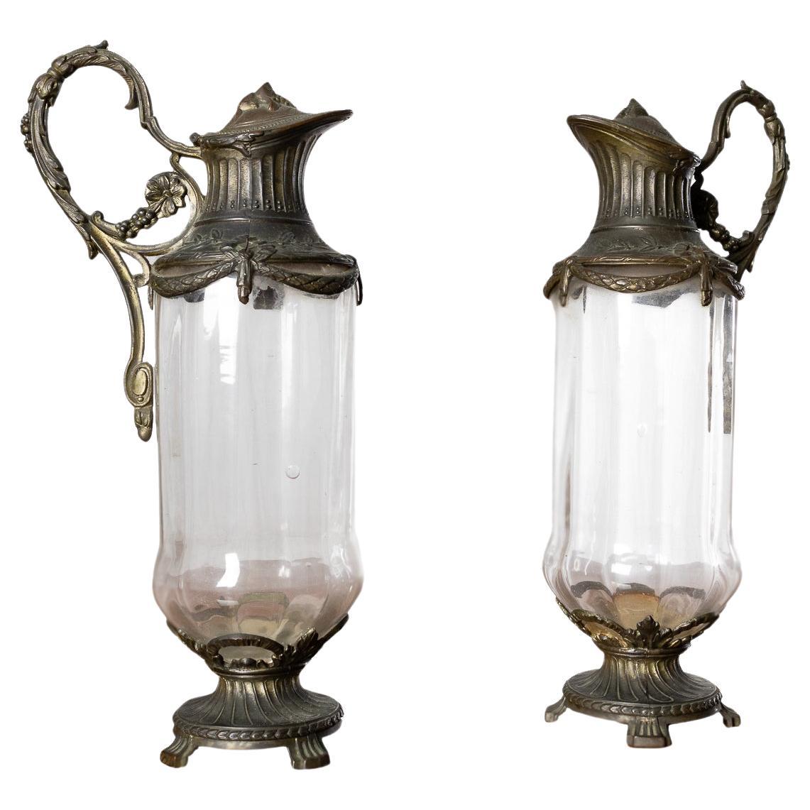 Pair of Silver Plated Empire Revival Claret Jugs, 20th Century