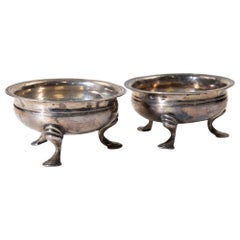 Vintage Silver-Plated Footed Salt Cellars, Italian Design, 1950s
