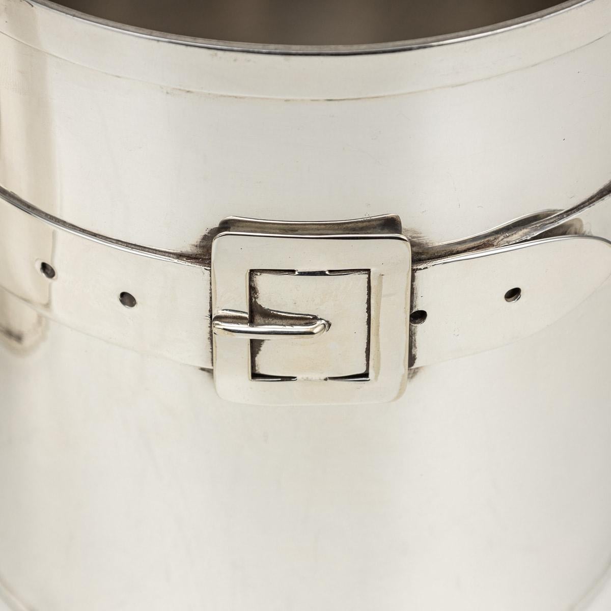 Pair Of Silver Plated Ice Bucket With Brass Buckle Detail c.1960 For Sale 6