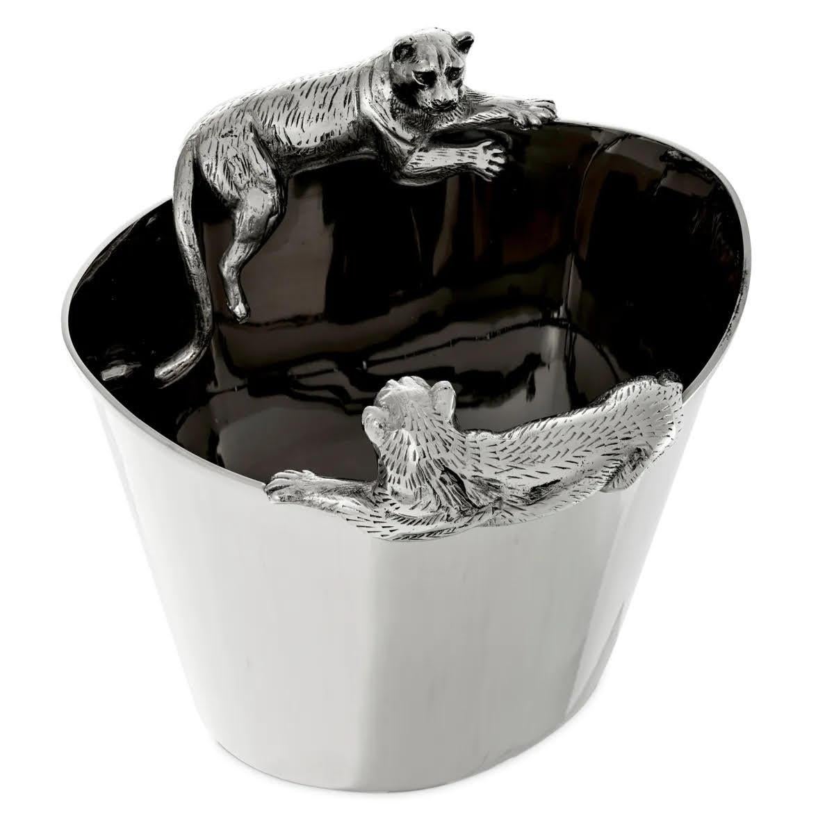 Paar versilberte Eiskübel mit Puma-Figuren. (Französisch) im Angebot