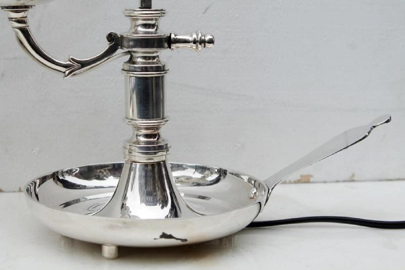 20th Century Pair of Silver Plated Lamps