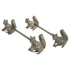 Antique Pair of Silver Plated Metal Squirrel Animal Motif Knife Rests  Austria 19th Cent