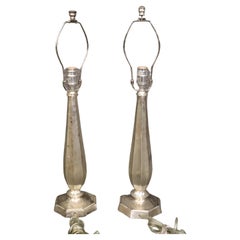 Pair of Silver Plated Mid-Century Modern Table Lamps Circa 1950