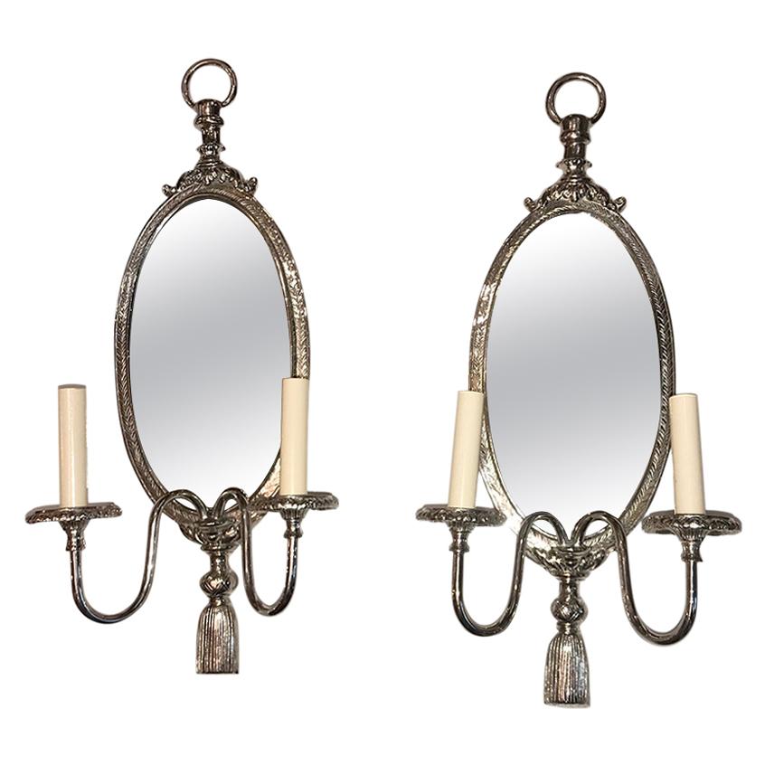 Pair of Silver Plated Neoclassic Sconces