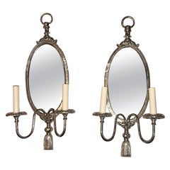 Vintage Pair of Silver Plated Neoclassic Sconces