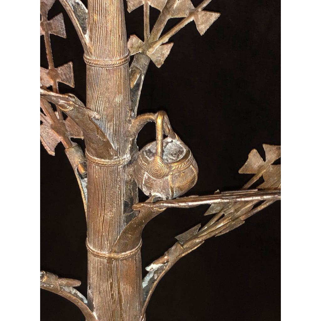 20th Century Silver Plated or Steel Metal Figural Sculptures of Men Climbing a Tree, a Pair 