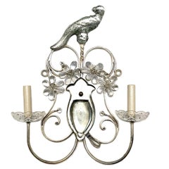 Pair of Silver Plated Parrot Sconces