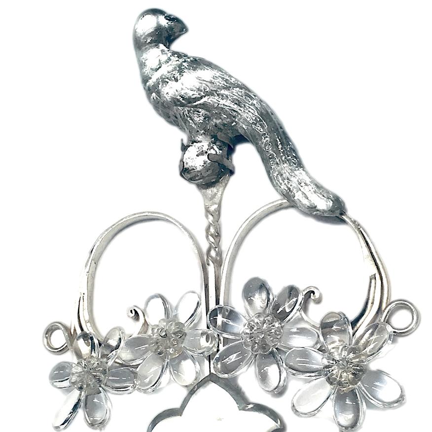 French Pair of Silver Plated Parrot Sconces For Sale
