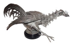 Pair of Silver Plated Rooster Sculptures
