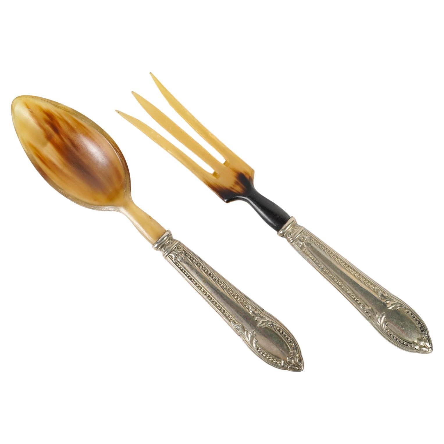 Pareja de Servidores de Ensalada Plateados.