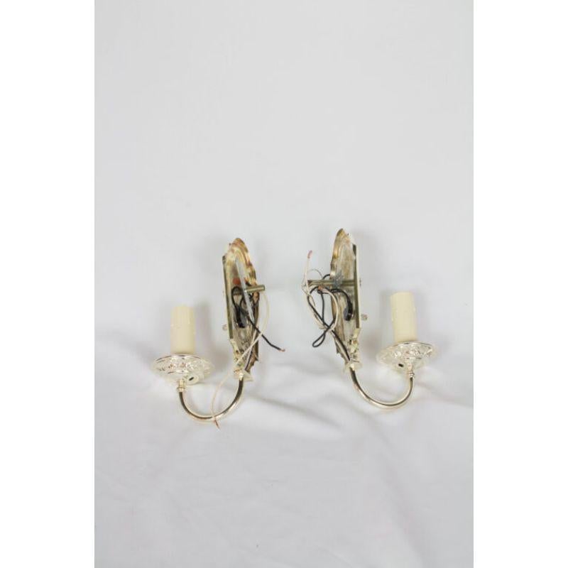American Pair of Silver Plated Sconces C. 1920 For Sale