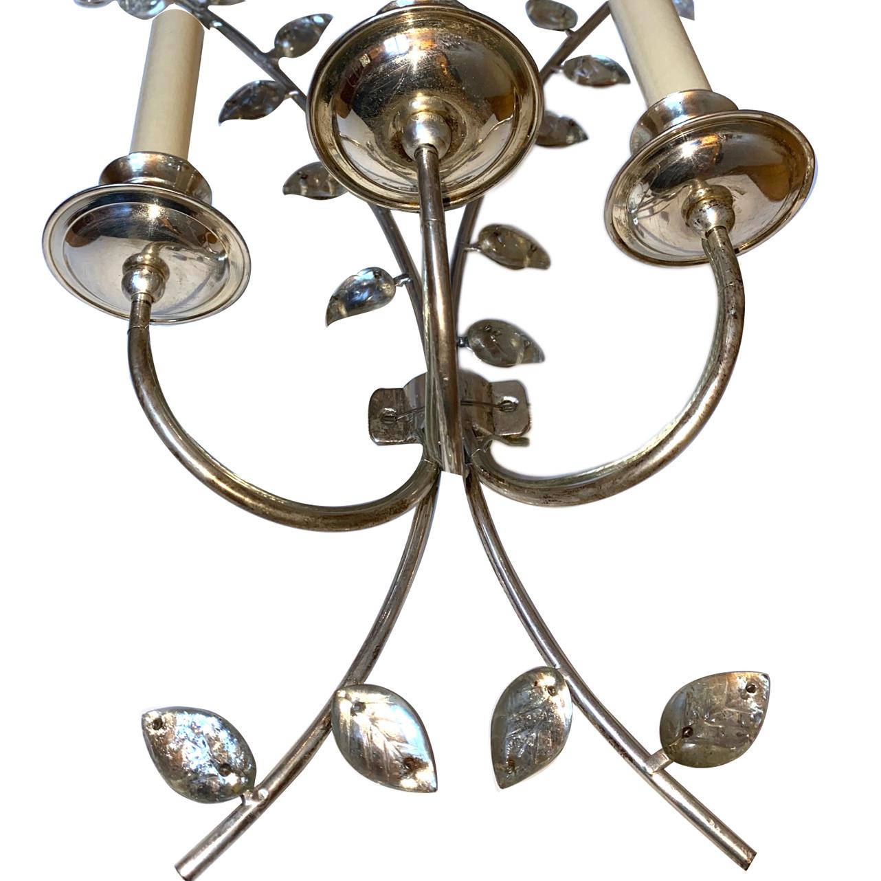 French Pair of Silver Plated Sconces For Sale