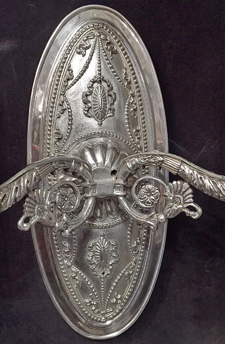 Pair of Silver Plated Sconces In Good Condition For Sale In New York, NY
