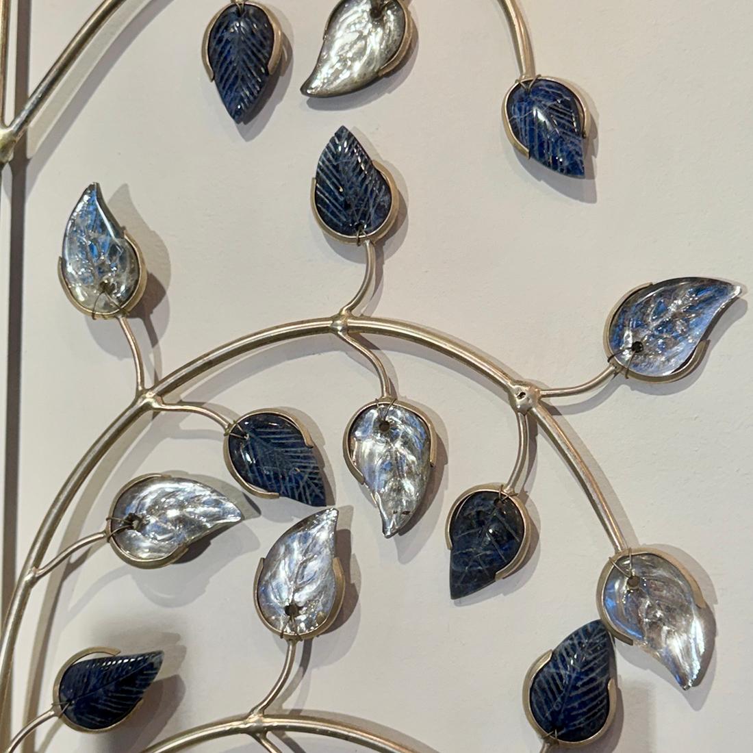 Placcato argento Coppia di lampade da sole placcate in argento con Lapislazzuli in vendita