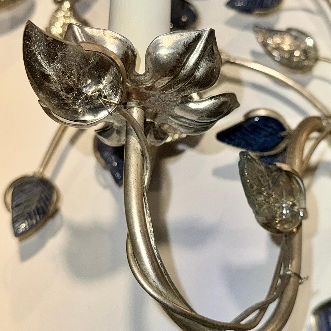 Coppia di lampade da sole placcate in argento con Lapislazzuli in vendita 1