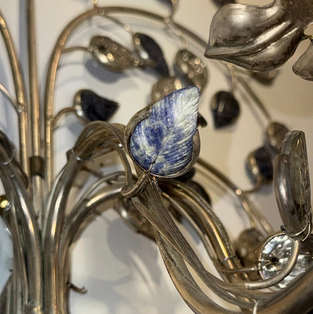 Coppia di lampade da sole placcate in argento con Lapislazzuli in vendita 2