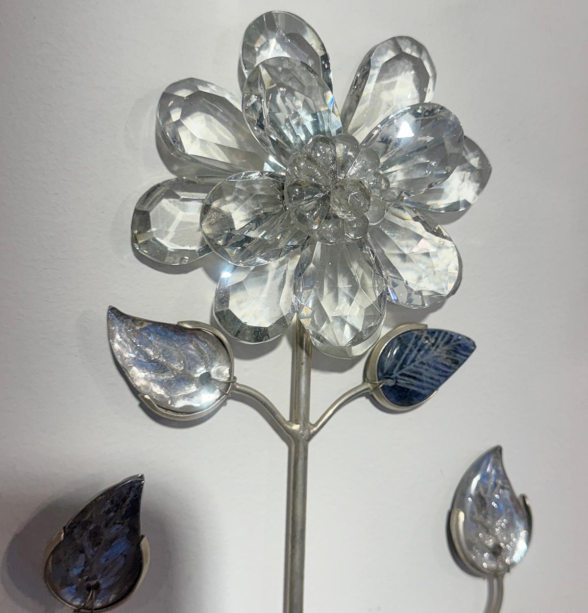 Metà XX secolo Coppia di lampade da sole placcate in argento con Lapislazzuli in vendita