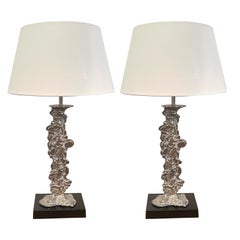 Pair of Silver-Plated Sculptural Table Lamps, Circa 1950s