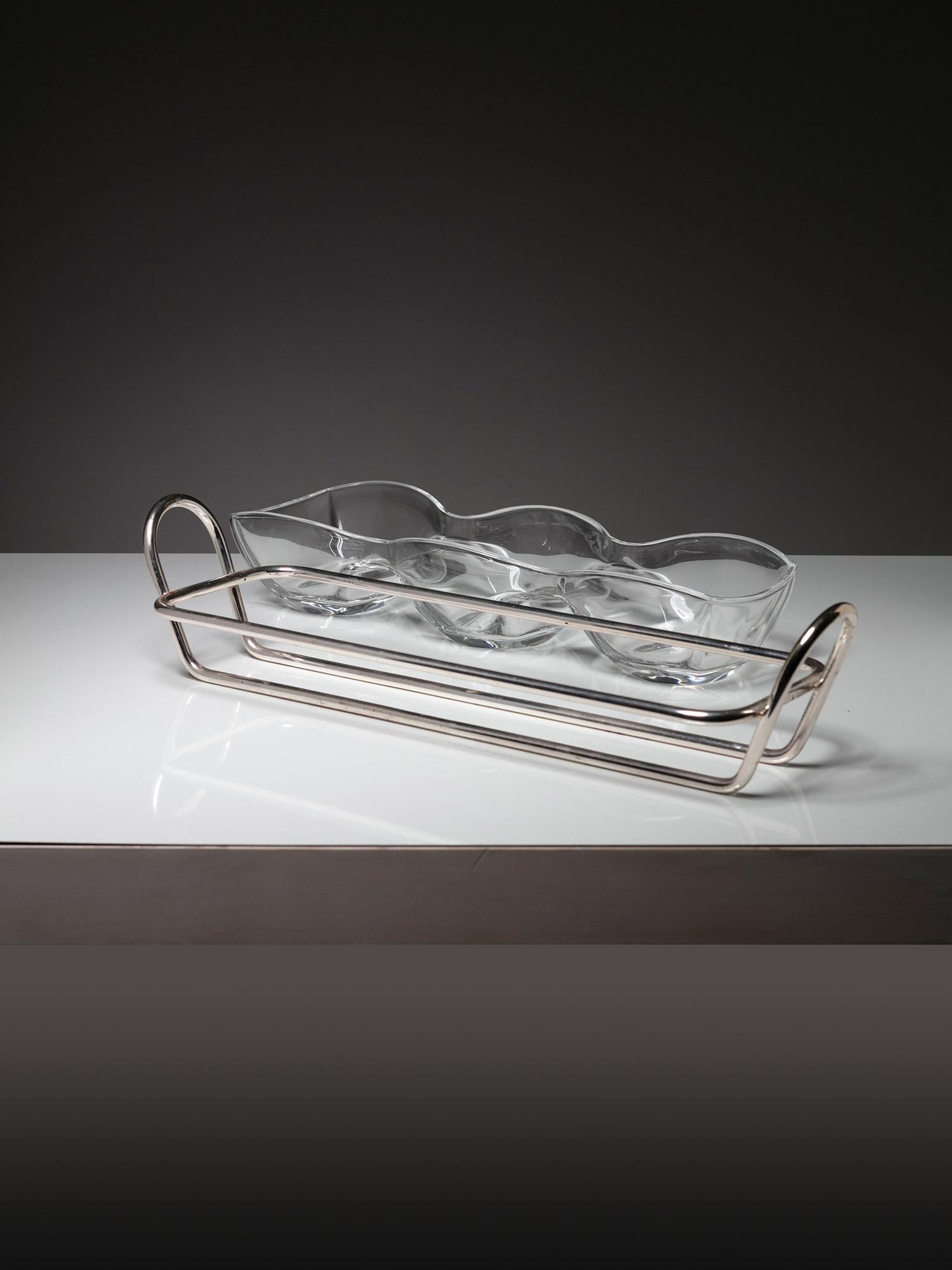 Italian Pair of Silver Plated Serving Pieces by Lino Sabattini for Argenteria Sabattini For Sale