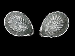 Pair of Silver Plated Shell Salt and Pepper Holders, 20th Century