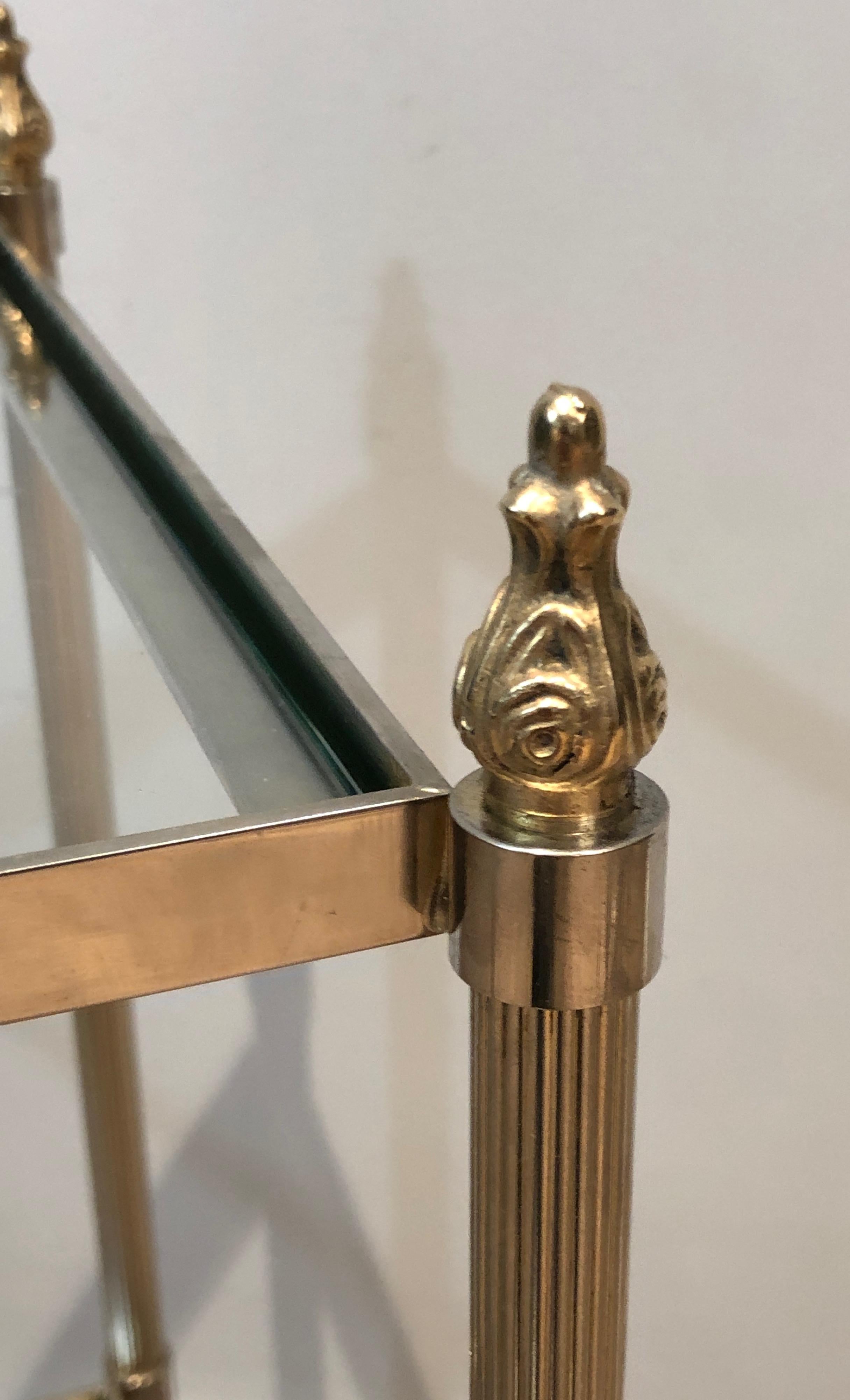 Pair of silver plated side tables with fluted legs attributed to Maison Jansen For Sale 2