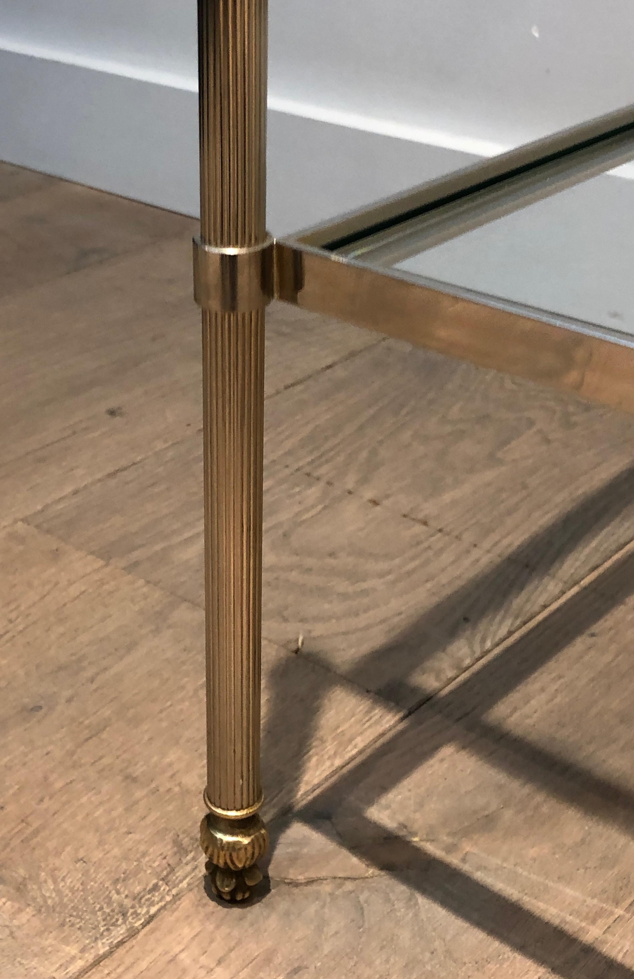 Pair of silver plated side tables with fluted legs attributed to Maison Jansen For Sale 3