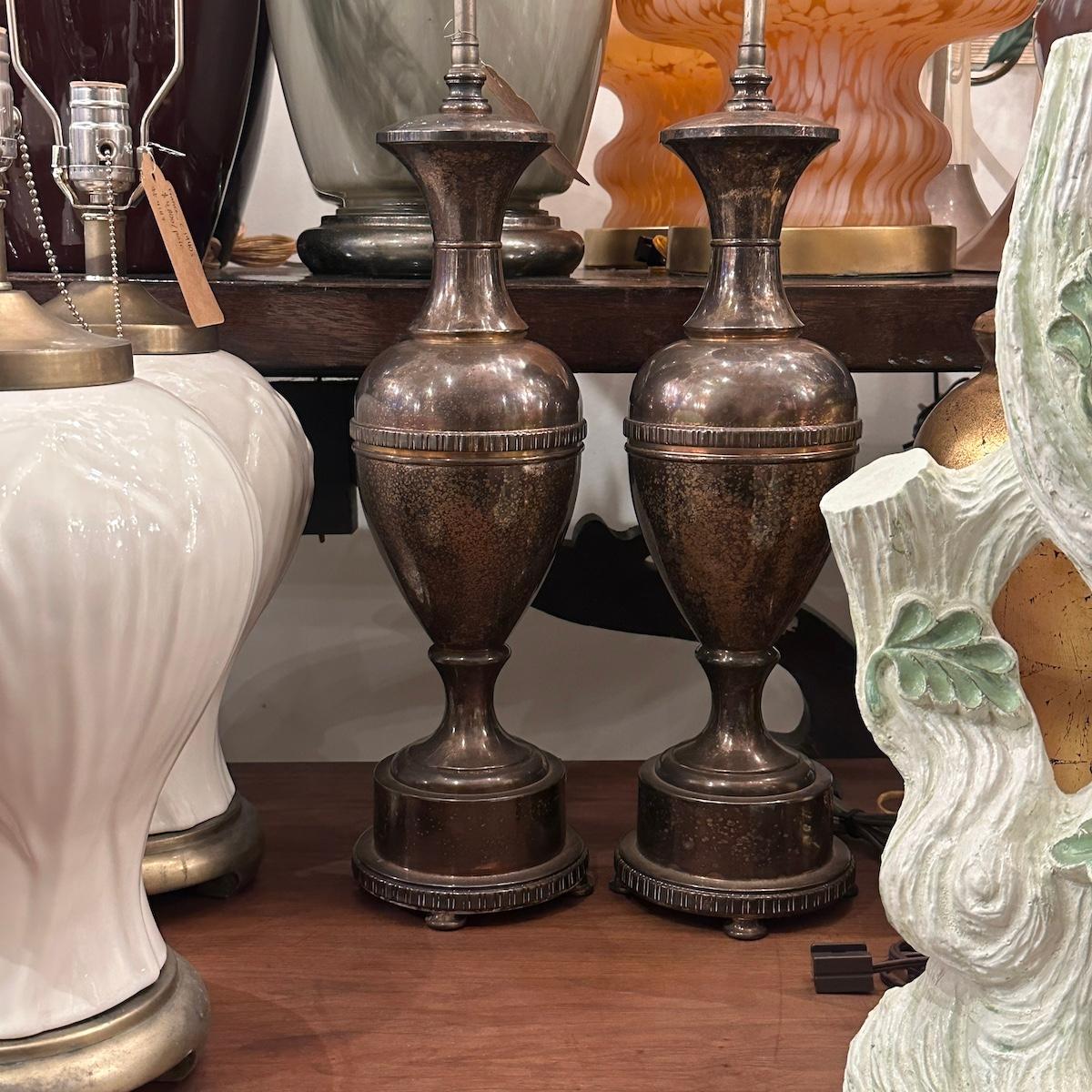 Pair of Silver Plated Table Lamps im Angebot 5