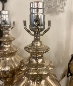 Coppia di lampade da tavolo placcate in argento