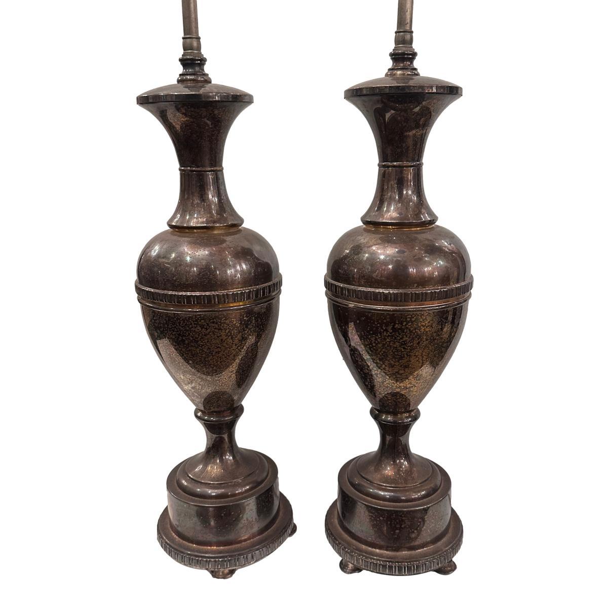 Pair of Silver Plated Table Lamps (Englisch) im Angebot