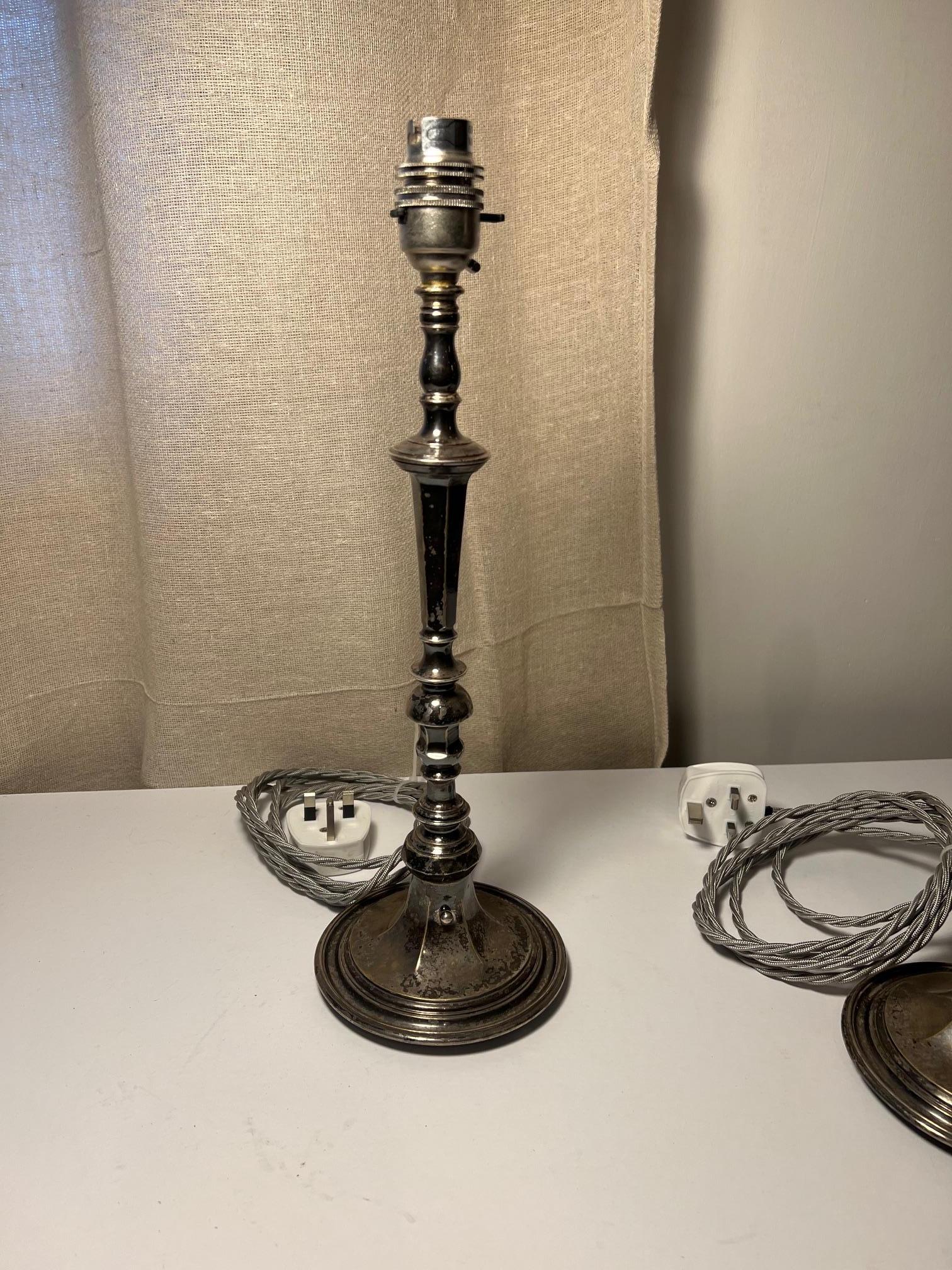 Pair Of Silver Plated Table lamps In Good Condition For Sale In London, GB