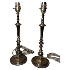 Antique Pair Of Silver Plated Table lamps