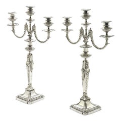  Candelabra by Elkington & Co., 1875 Silver Plated Three-Light (Pair)