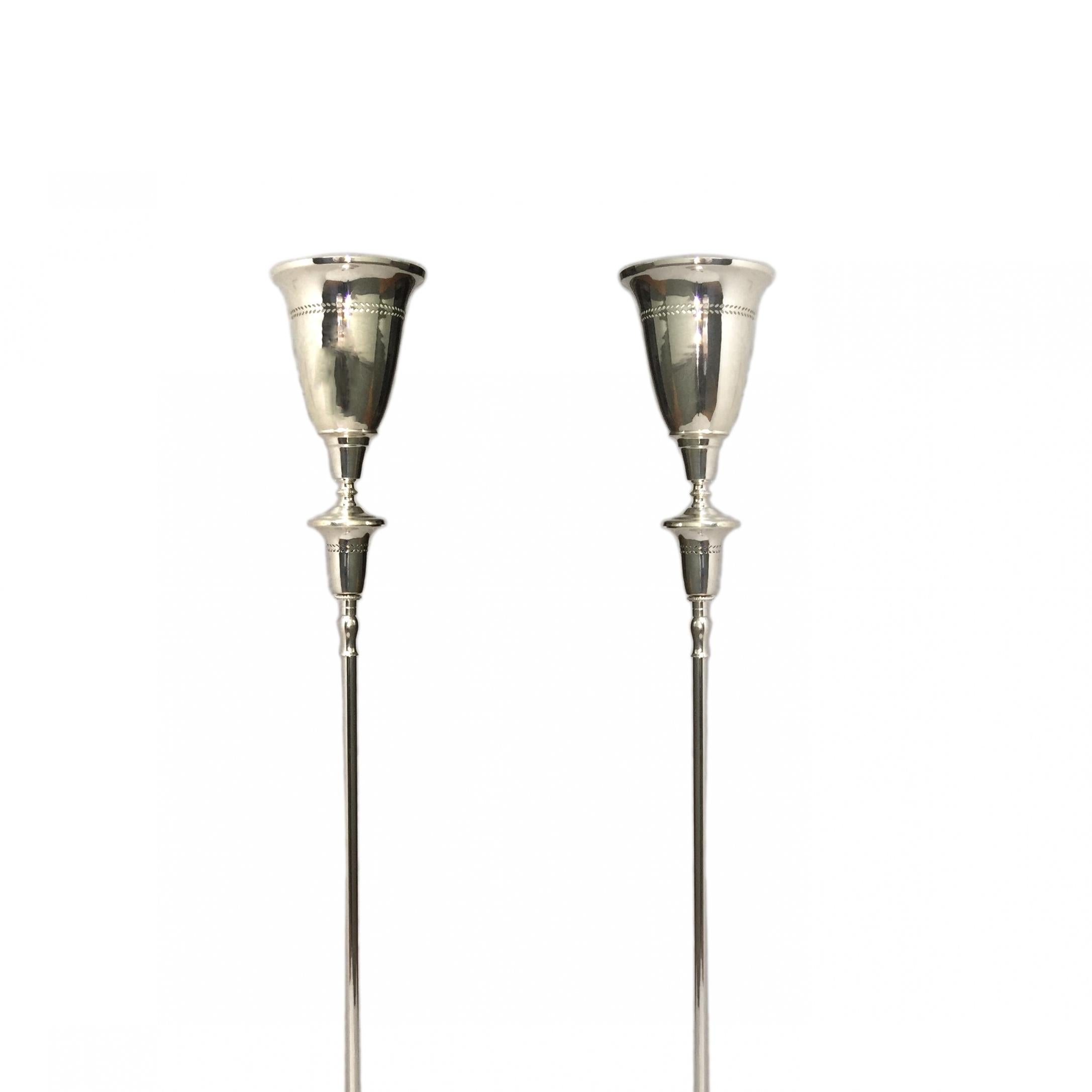 Pair of Silver Plated Torchieres In Good Condition For Sale In New York, NY