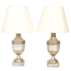 Pair of Silver Plated Urn Lamps
