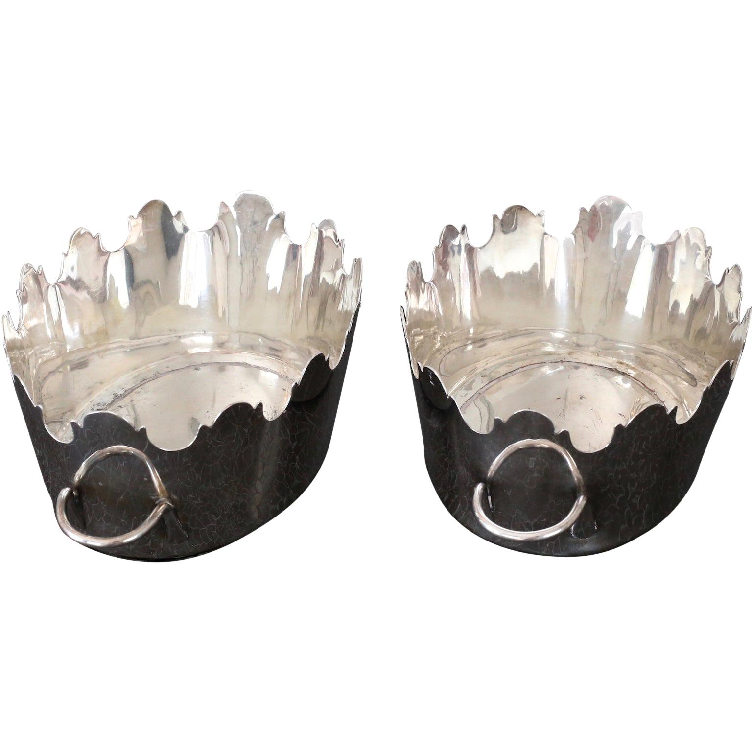 Pair of Silver Plated Verrières by Spanish Sarreid Ltd. For Sale
